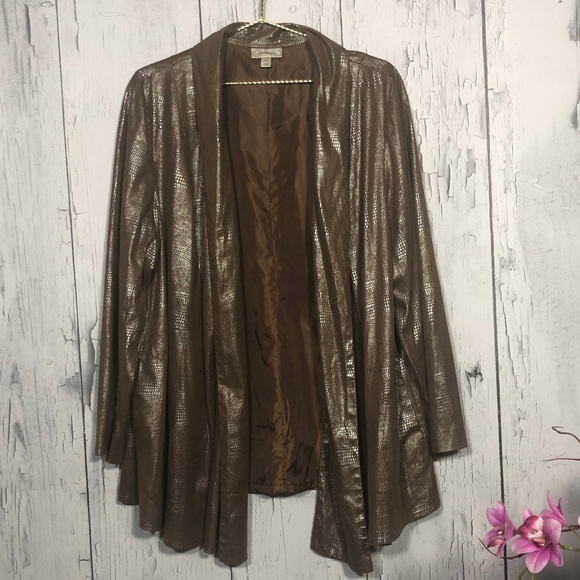 dressbarn Jackets & Blazers - Dressbarn Metallic Brown Faux Snakeskin Leather XL